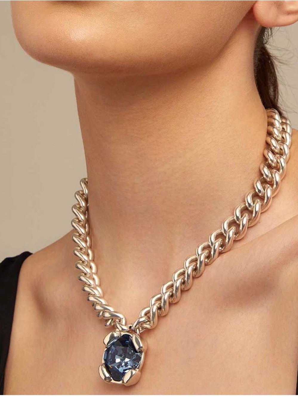 UNO de 50 Silver Chain Necklace with Blue Crystal Charm